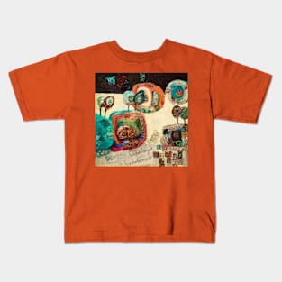 Homage 1 in warm tones, orange, turquoise Kids T-Shirt